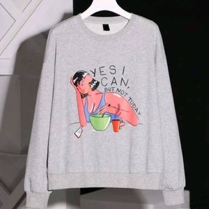 HABITOBEATRIZ Drop Shoulder Slogan & Figure Graphic Pullover Sweater
